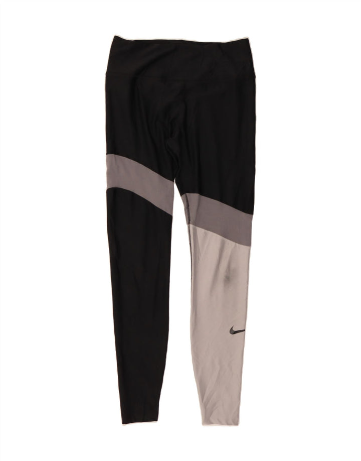 NIKE Womens Dri Fit Leggings UK 12 Medium  Black Colourblock Polyester Vintage Nike and Second-Hand Nike from Messina Hembry 
