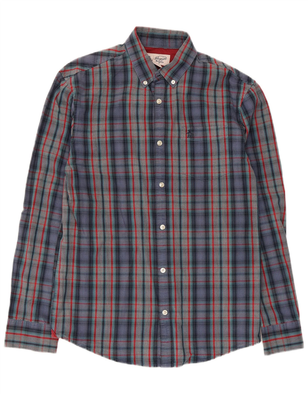 Camicia da uomo Pinguino in cotone a quadri multicolore medio