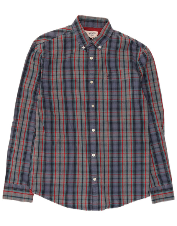 Camicia da uomo Pinguino in cotone a quadri multicolore medio
