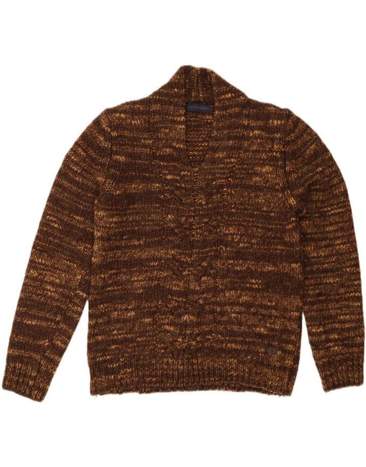 Maglione da donna con scollo a V Trussardi UK 16 Grande acrilico screziato marrone