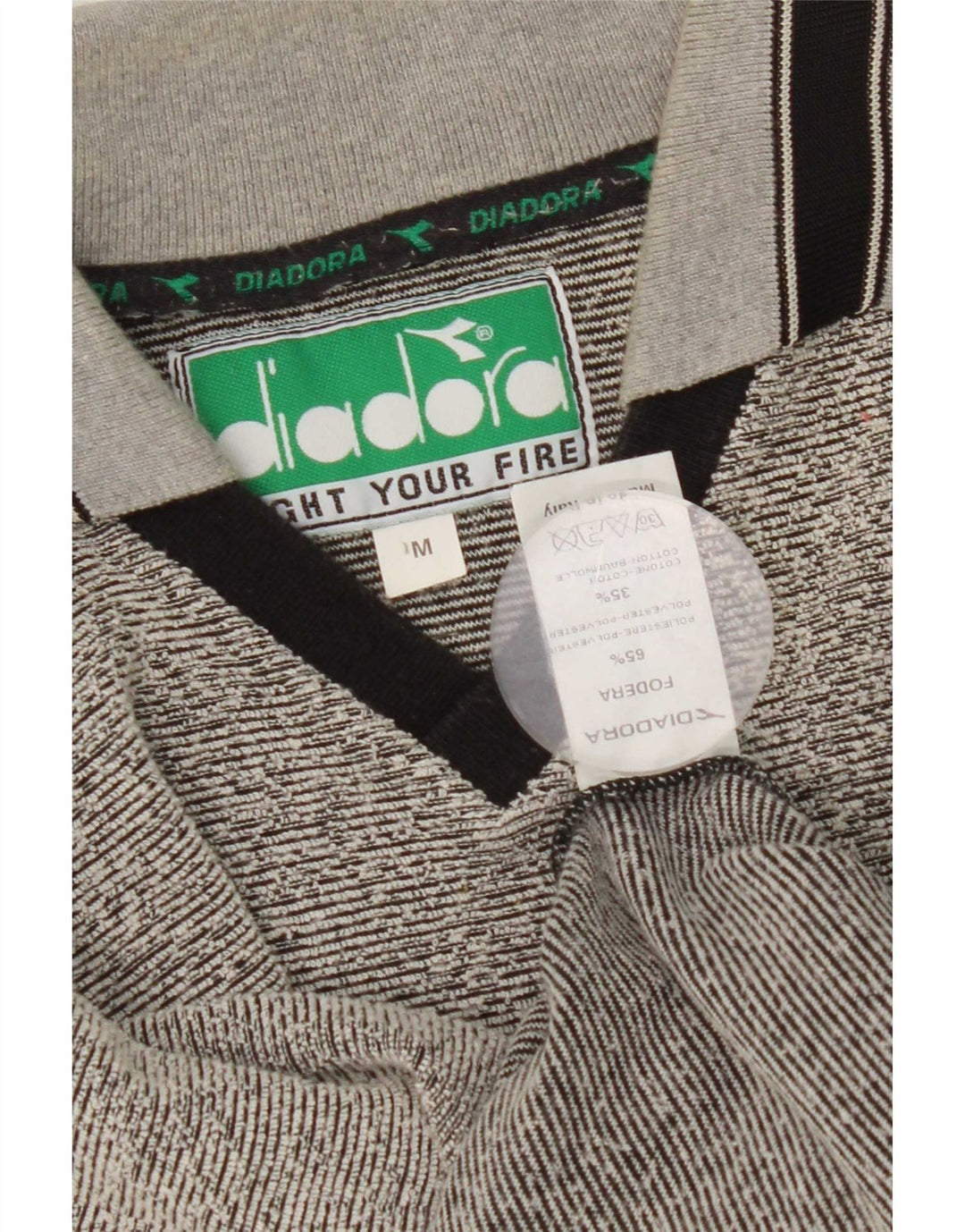 Polo Diadora Uomo Poliestere Rigato Grigio Medio