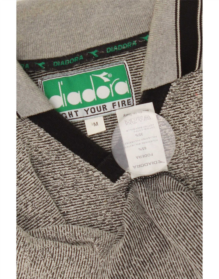 Polo Diadora Uomo Poliestere Rigato Grigio Medio