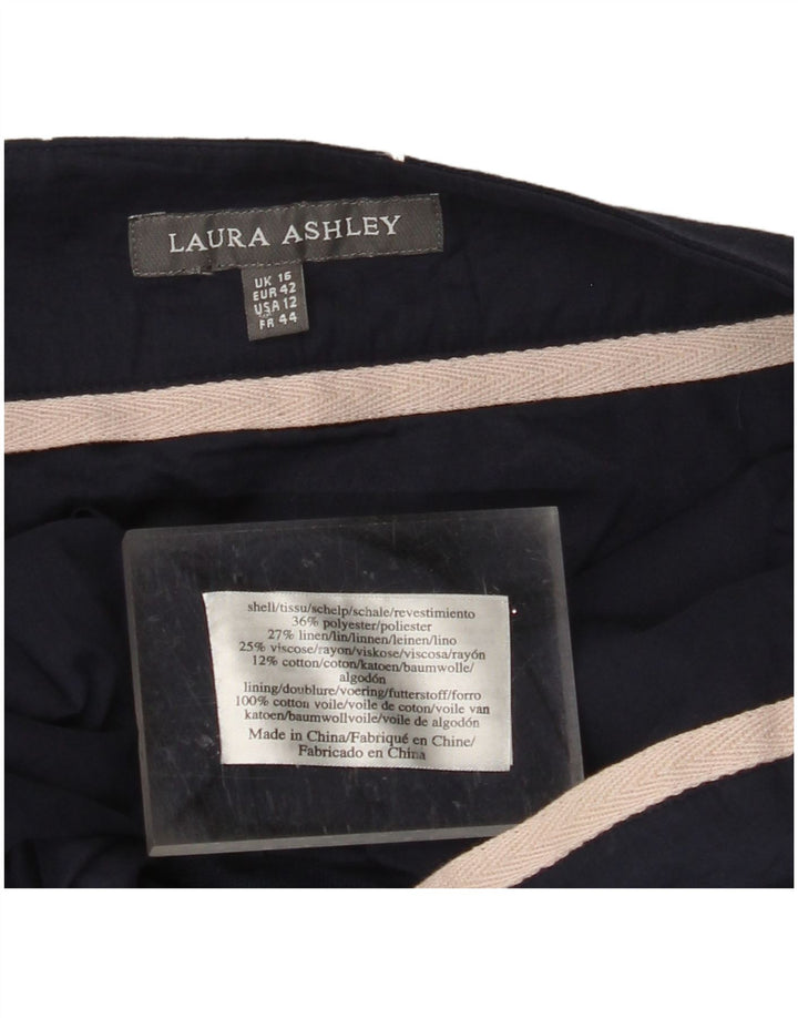 LAURA ASHLEY Gonna a trapezio da donna UK 16 Grande W36 Blu navy floreale