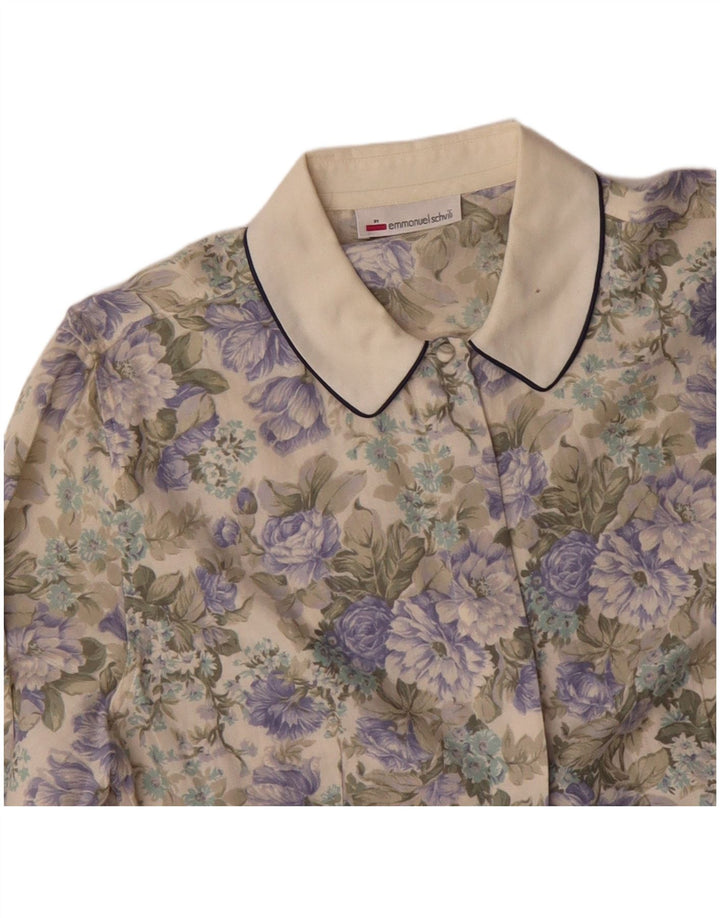 EMMANUEL SCHVILI Camicetta da donna UK 16 Grande floreale beige