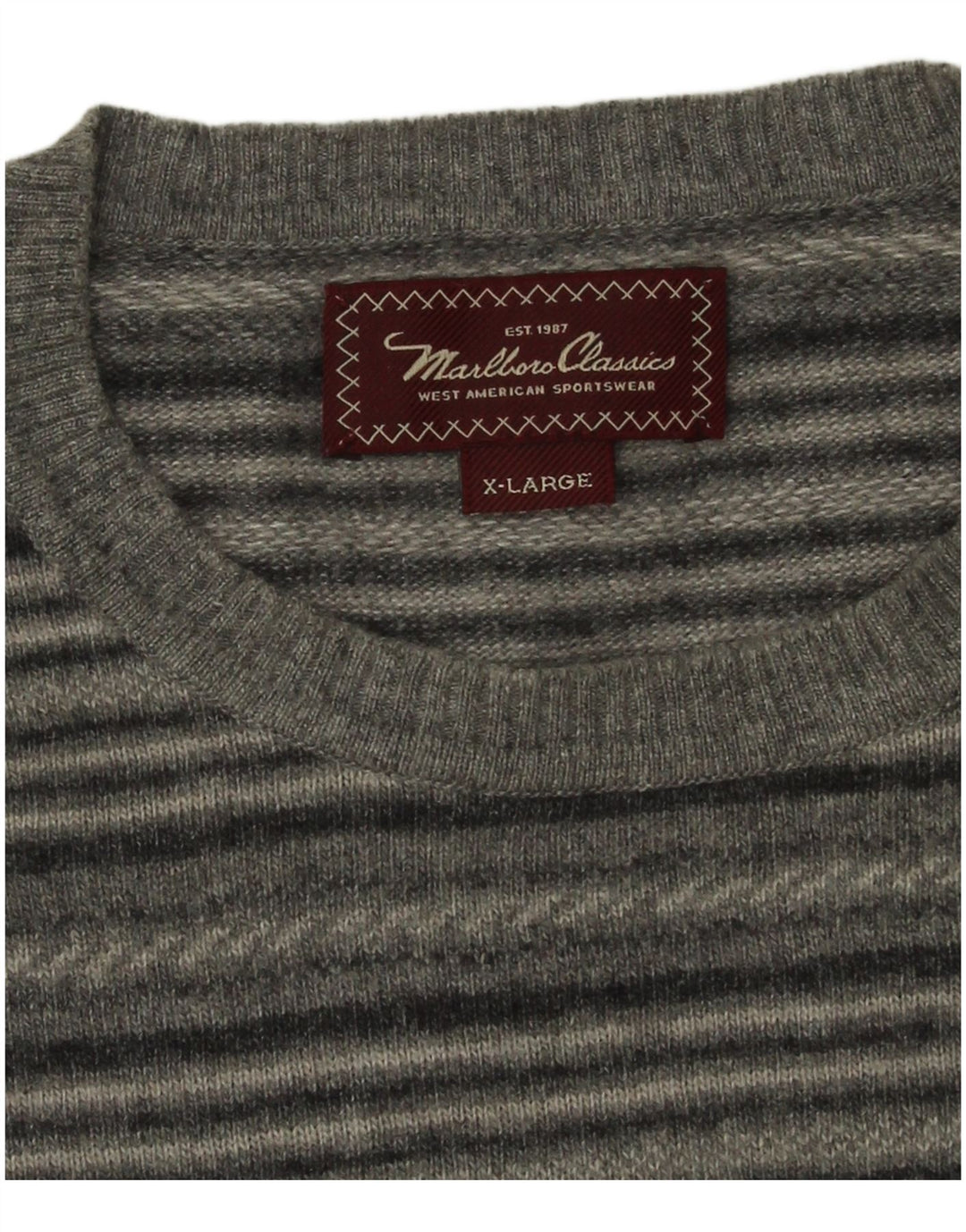 Maglione maglione girocollo da uomo Marlboro Classics XL a righe grigie