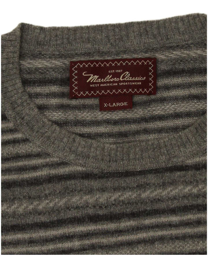 Maglione maglione girocollo da uomo Marlboro Classics XL a righe grigie