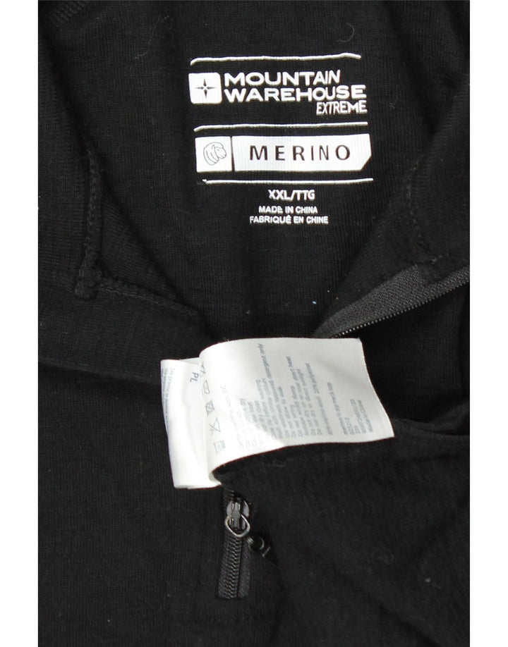 Maglione da uomo con collo con zip Mountain Warehouse 2XL lana merino nera