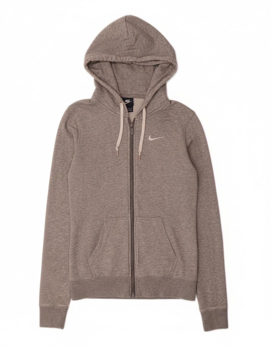 NIKE Mens Zip Hoodie Sweater Small Grey Cotton