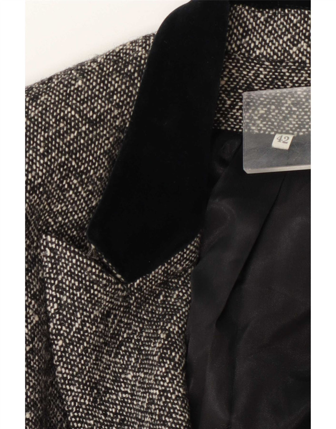 Giacca blazer doppiopetto vintage da donna con maniche a 3/4 IT 42 Grigio medio