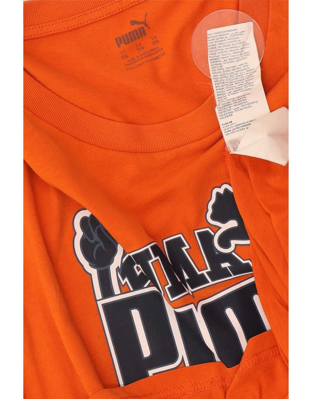 T-shirt grafica da uomo Puma Top 2XL in cotone arancione