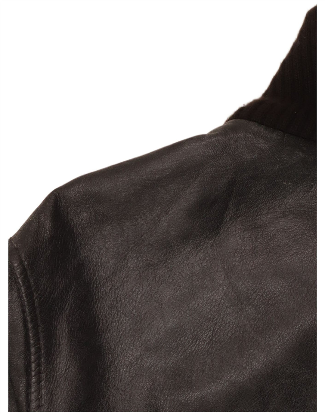 Giacca bomber da donna vintage in pelle IT 50 grande in pelle nera