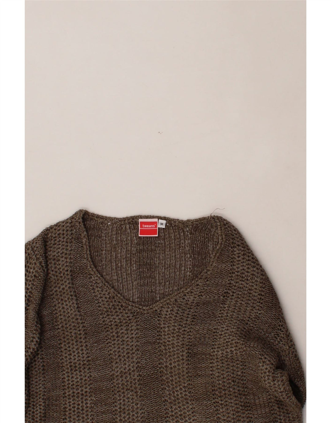 VINTAGE Womens V-Neck Jumper Sweater UK 14 Medium Brown Acrylic Vintage Vintage and Second-Hand Vintage from Messina Hembry 