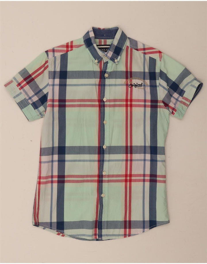 Camicia a maniche corte da uomo Jack & Jones piccola scozzese verde