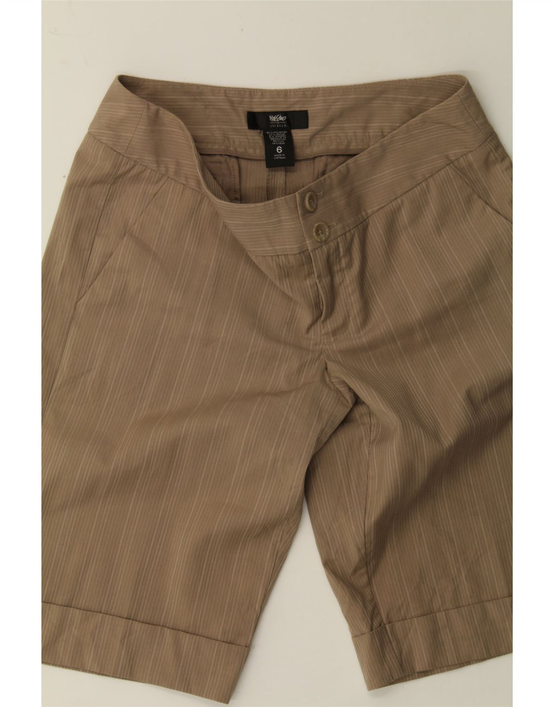 MOSSIMO Womens Chino Shorts US 6 Medium W30 Brown Striped Polyester Vintage Mossimo and Second-Hand Mossimo from Messina Hembry 