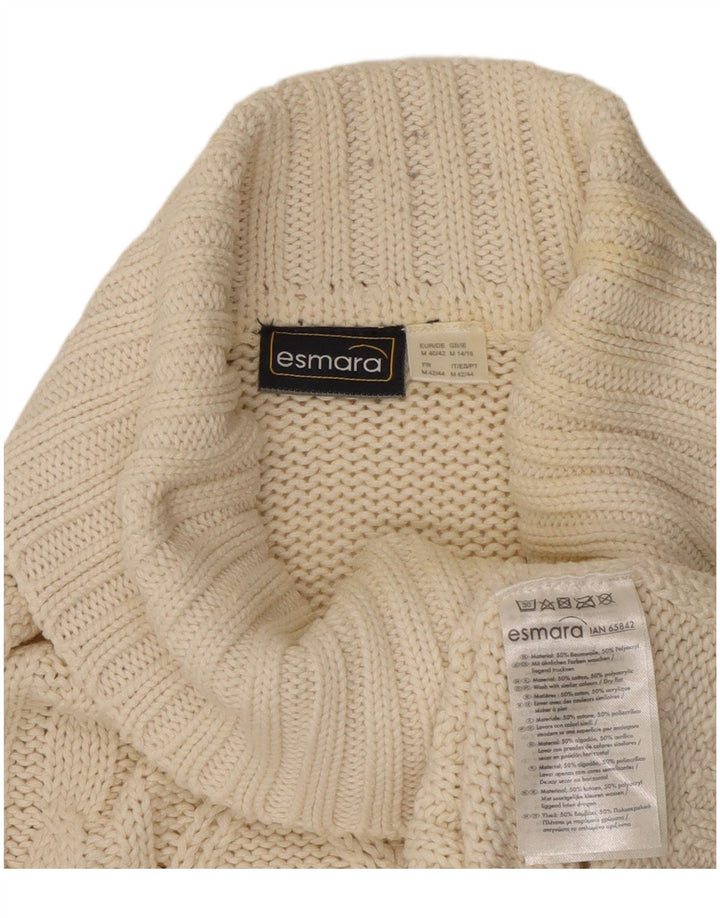 Maglione maglione collo alto da donna ESMARA UK 14 cotone bianco sporco medio