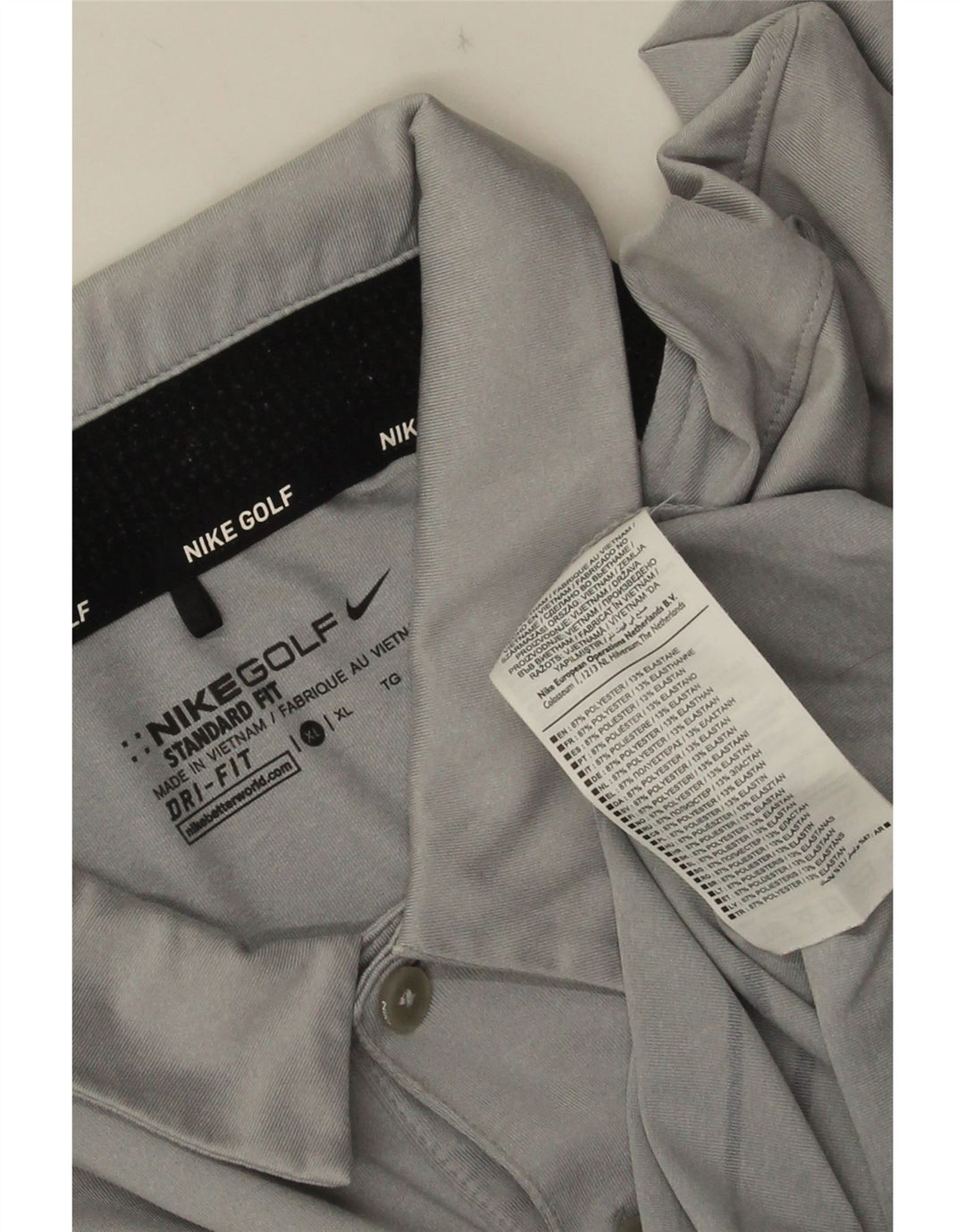 Polo Nike da uomo Dri Fit XL in poliestere a righe grigie