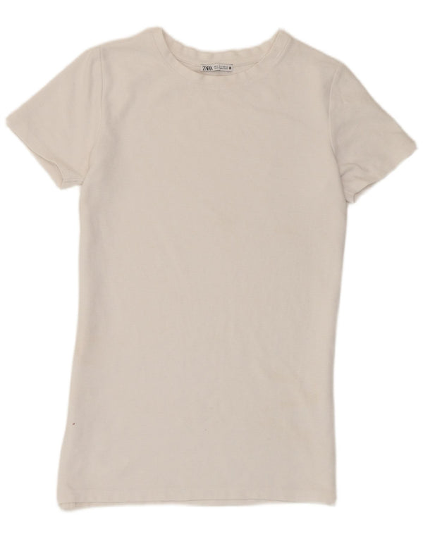 T-shirt Zara da donna Top UK 10 piccola in cotone bianco