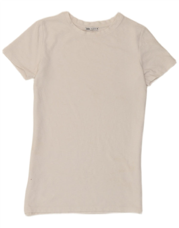 T-shirt Zara da donna Top UK 10 piccola in cotone bianco