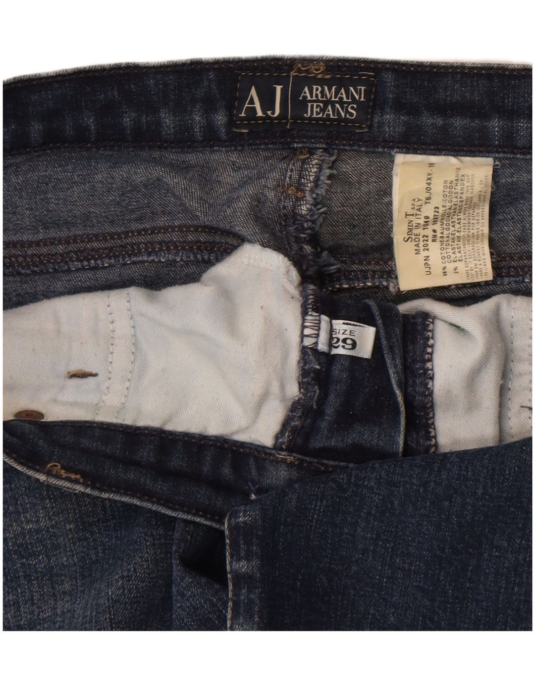 Jeans dritti da donna Armani W29 L29 cotone blu