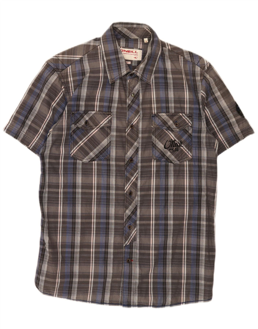 Camicia a maniche corte da uomo O'Neill in cotone a quadri grigio medio