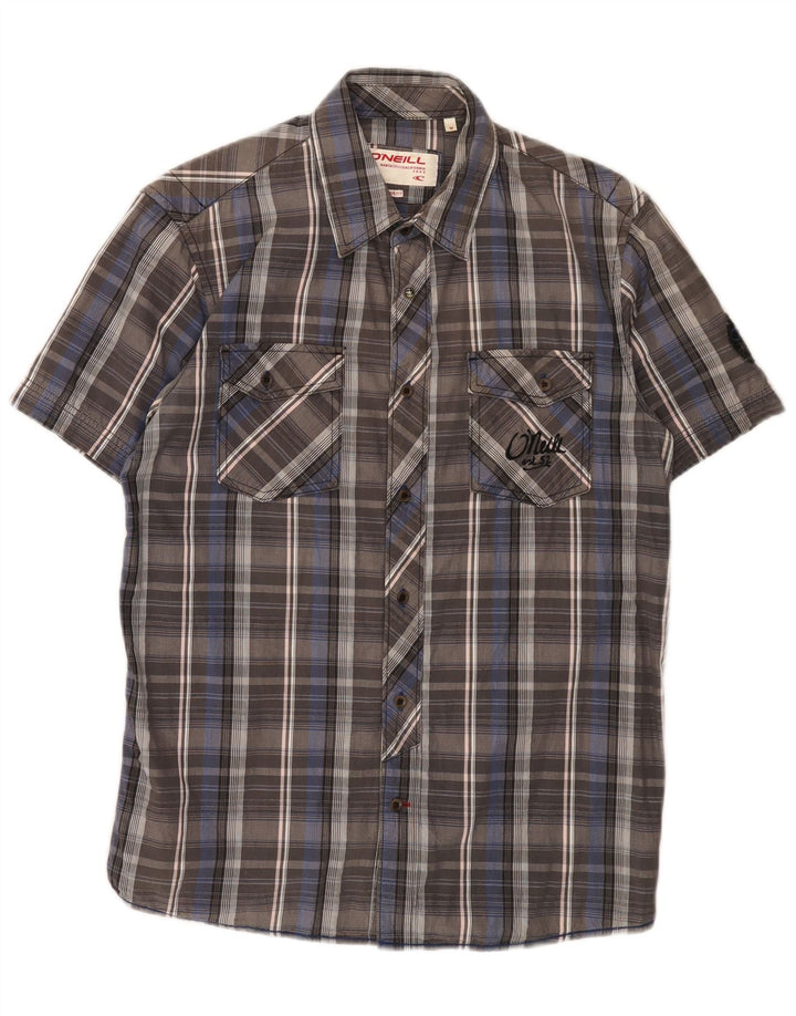 Camicia a maniche corte da uomo O'Neill in cotone a quadri grigio medio