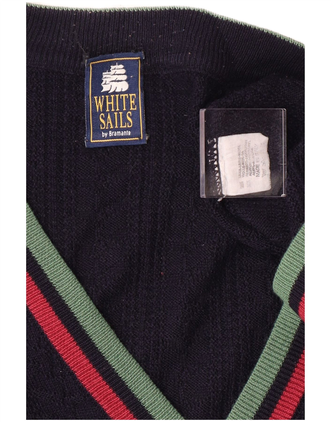Maglione cardigan da uomo White Stuff Classico in lana a righe blu navy medio