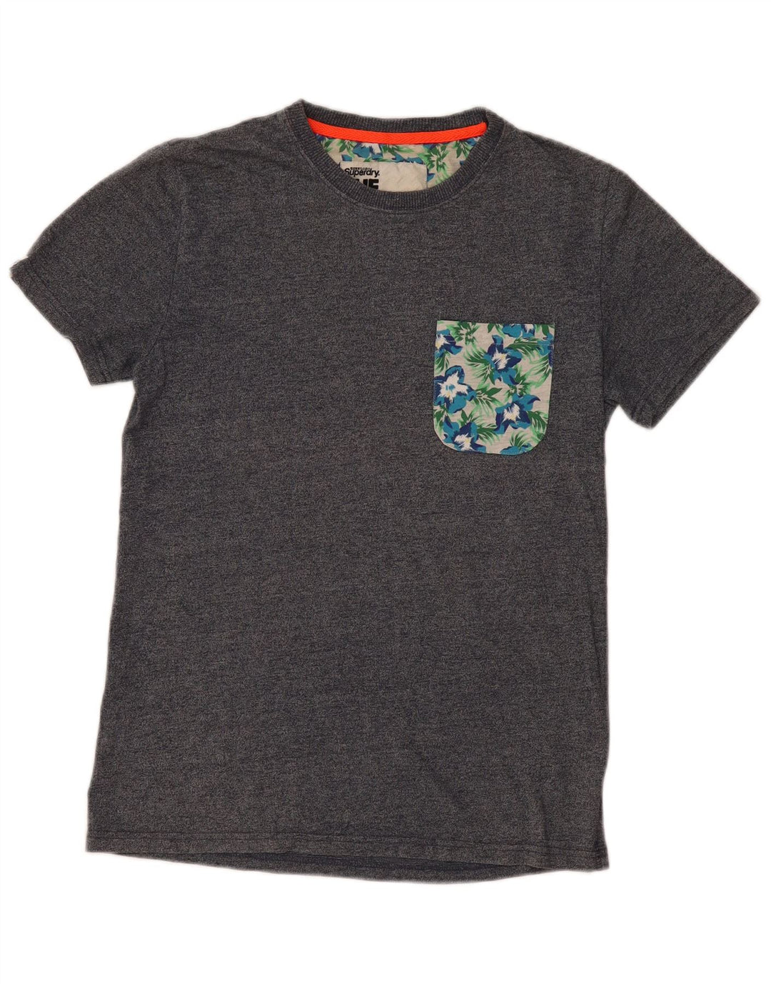 T-shirt da uomo Superdry Top Small in cotone chiazzato grigio