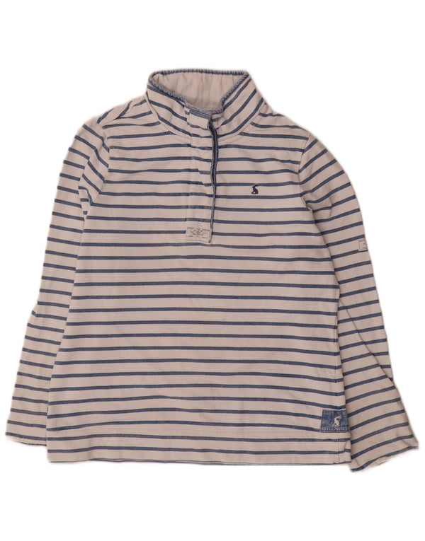 Joules Felpa da Donna con Collo a Bottoni Maglione UK 12 Blu Medio a Righe