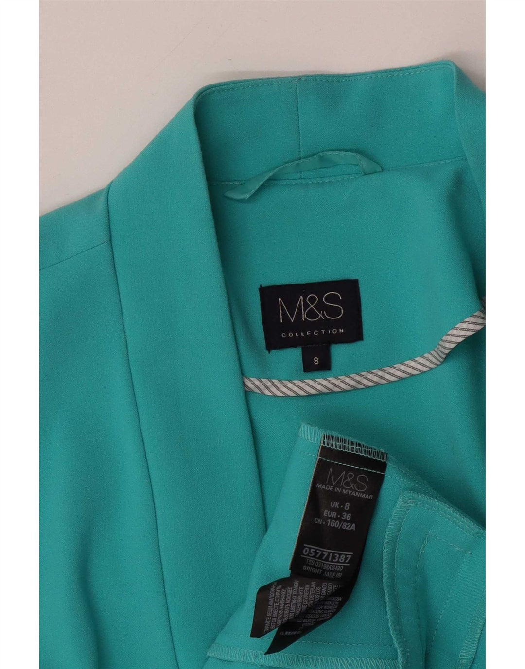 Giacca Marks & Spencer da donna Open Blazer UK 8 Small Turchese Poliestere