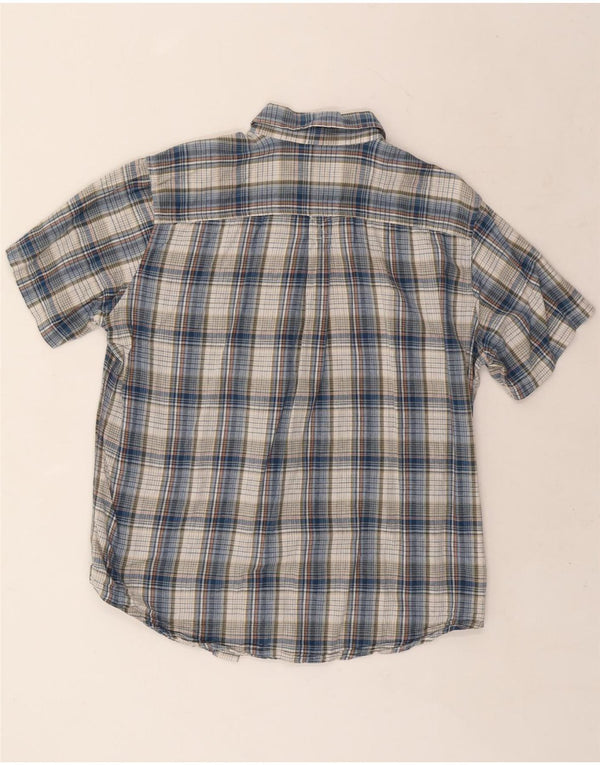 EDDIE BAUER Camicia da uomo a maniche corte vestibilità classica in cotone a quadri blu grande