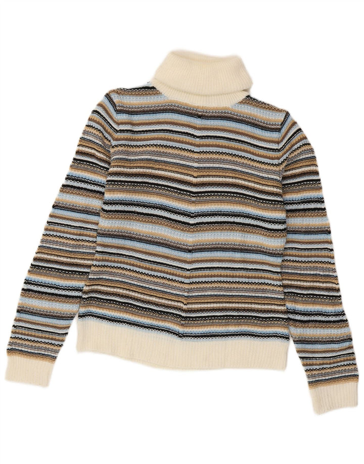 Maglione maglione collo alto da donna VINTAGE UK 10/12 piccolo multicolore