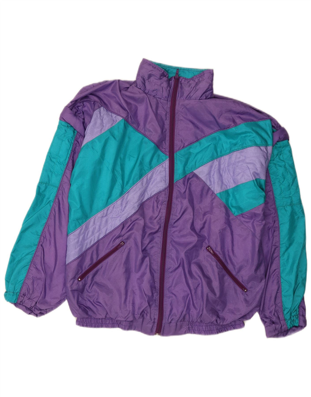 Tuta intera da donna vintage UK 14 color block viola medio