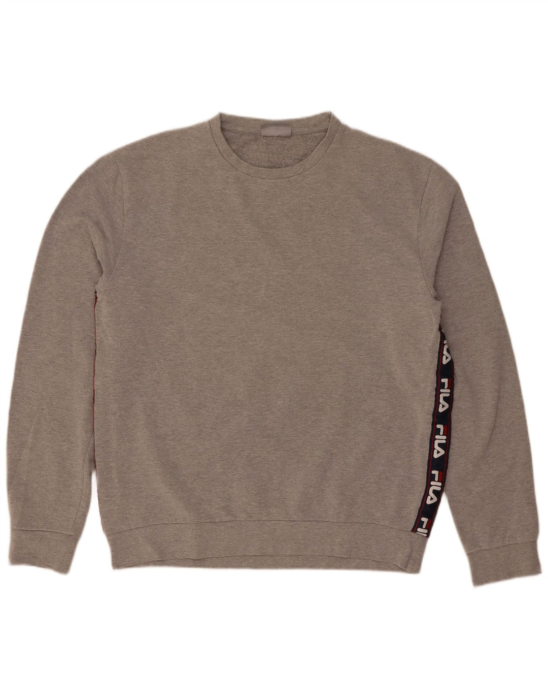 Fila Felpa grafica da uomo Maglione grande in cotone color block grigio