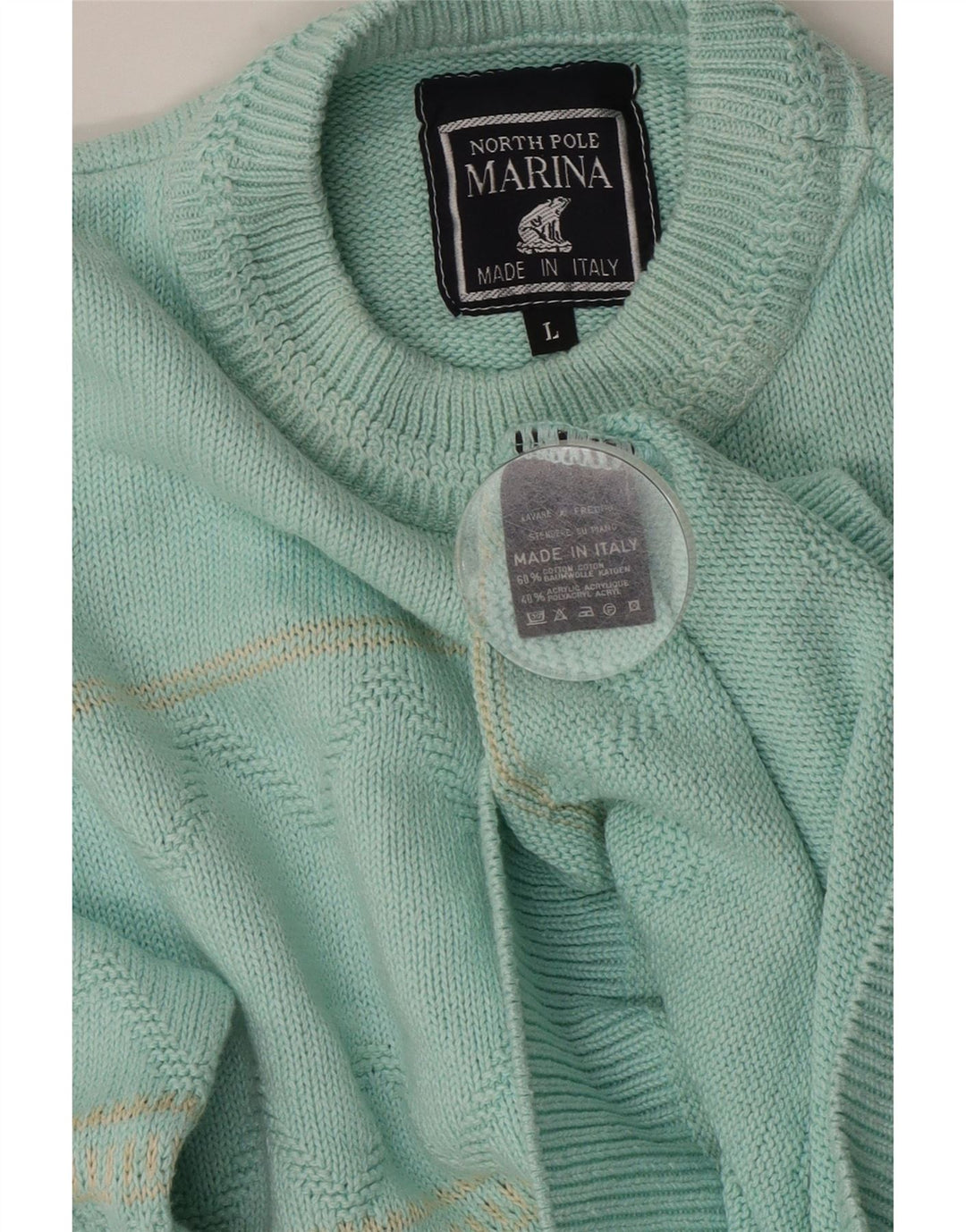 NORTH POLE Maglione da uomo girocollo maglione grande cotone a righe turchesi