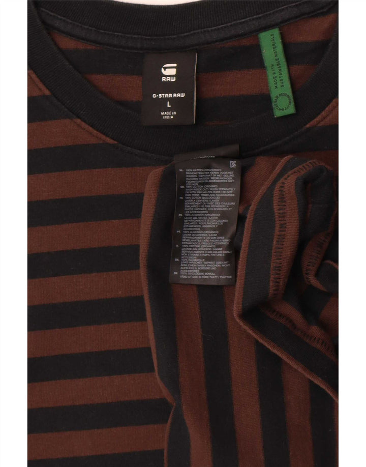 T-shirt da uomo G-Star Top grande in cotone a righe marroni