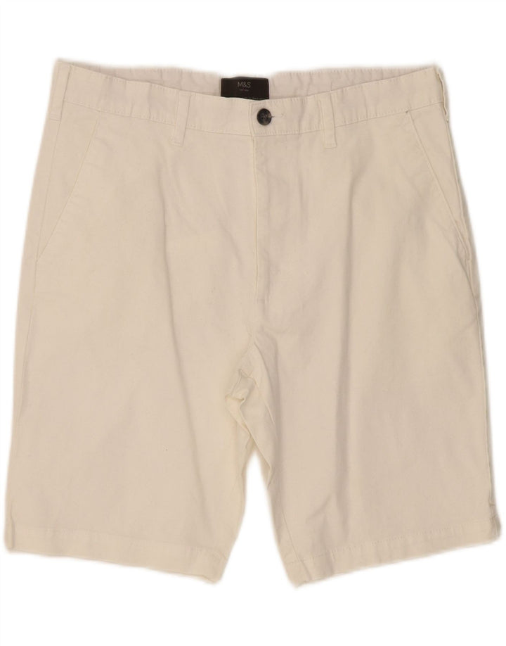 MARKS & SPENCER Mens Chino Shorts W34 Large White Cotton Vintage Marks & Spencer and Second-Hand Marks & Spencer from Messina Hembry 