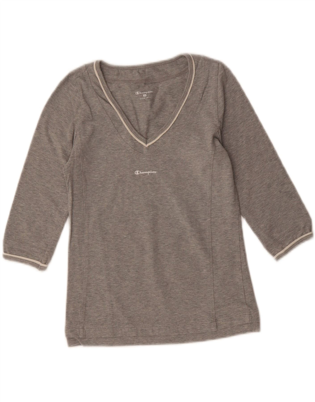 CHAMPION Womens Crop Top 3/4 Sleeve UK 10 Small Grey Vintage Champion and Second-Hand Champion from Messina Hembry 