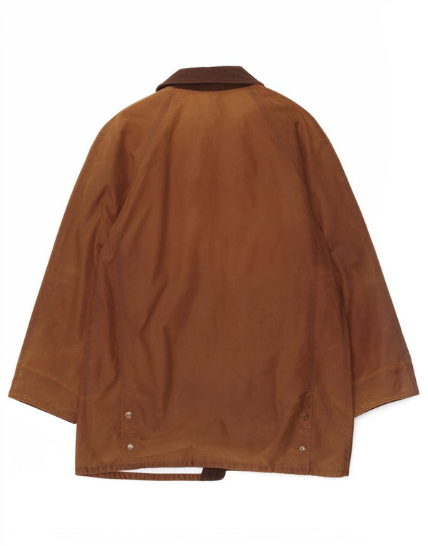 Giacca da uomo in cotone cerato Michael Mortell UK 40 grande cotone marrone