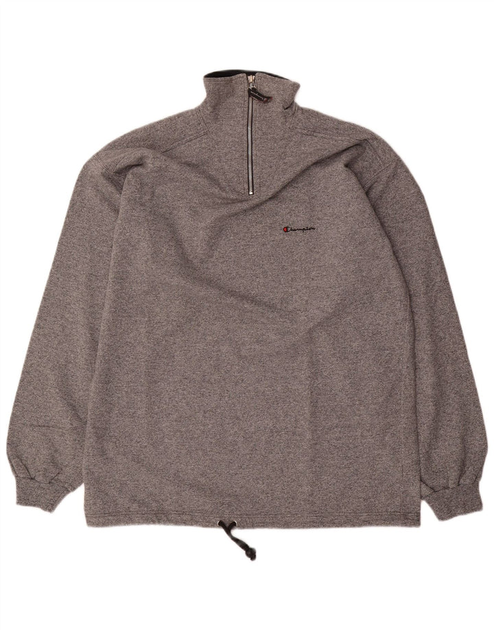 Felpa Champion da uomo con zip e collo, 2XL, cotone grigio