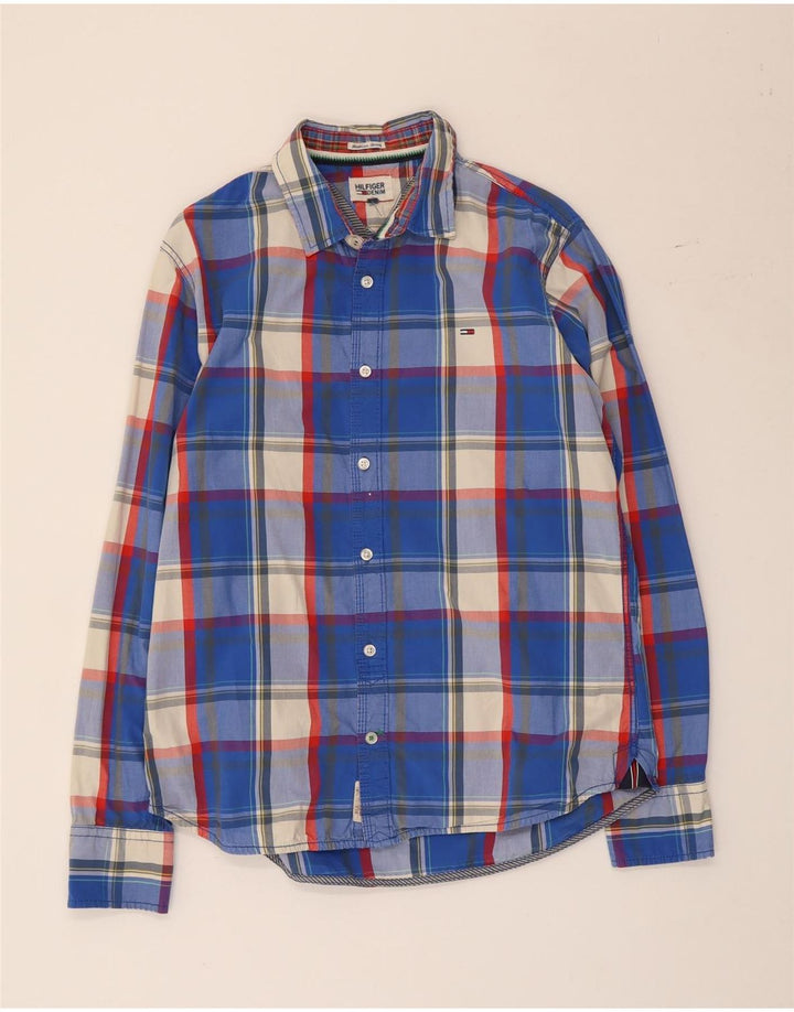 Camicia da uomo Tommy Hilfiger a quadri grandi in cotone blu