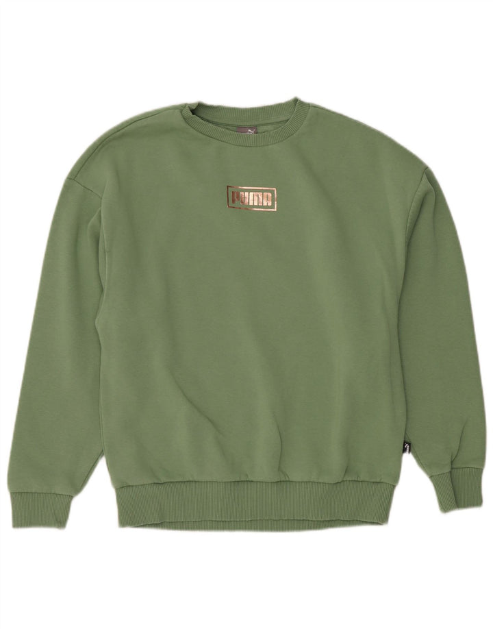 Felpa grafica da donna Puma Jumper UK 10 Small Green Cotton