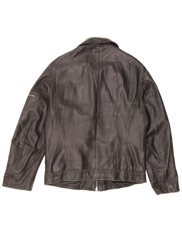 Lavorazione Artigianale Giacca in Pelle Uomo IT 48 Media Pelle Nera