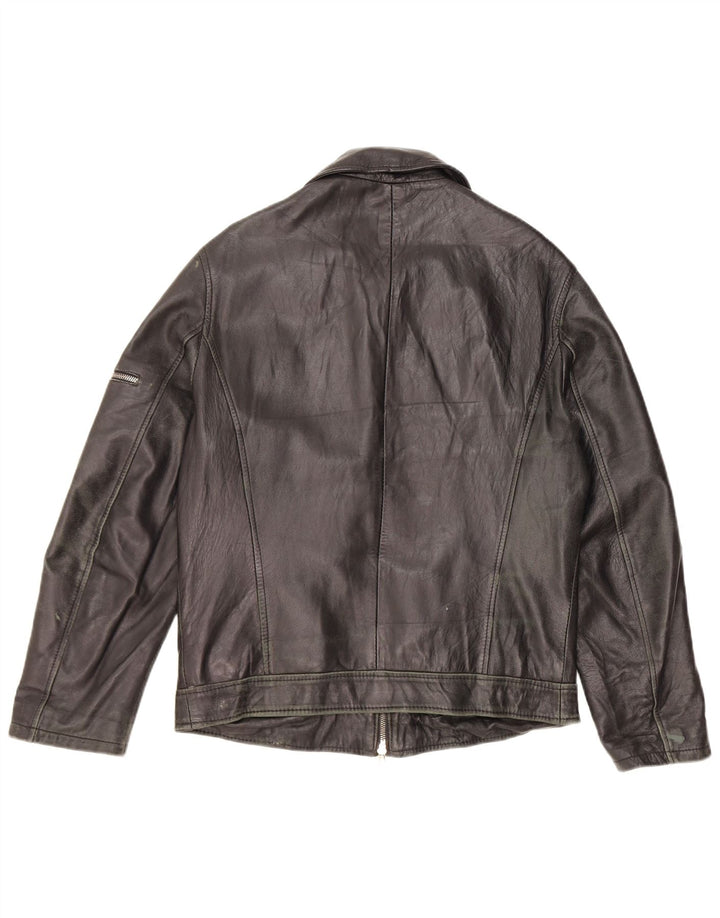 Lavorazione Artigianale Giacca in Pelle Uomo IT 48 Media Pelle Nera