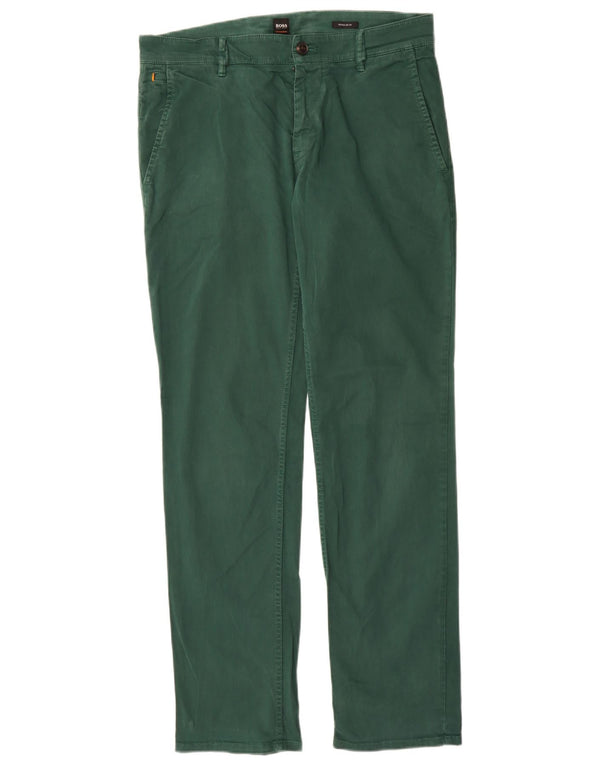 Pantaloni chino Hugo Boss da uomo dritti vestibilità regolare W32 L32 cotone verde