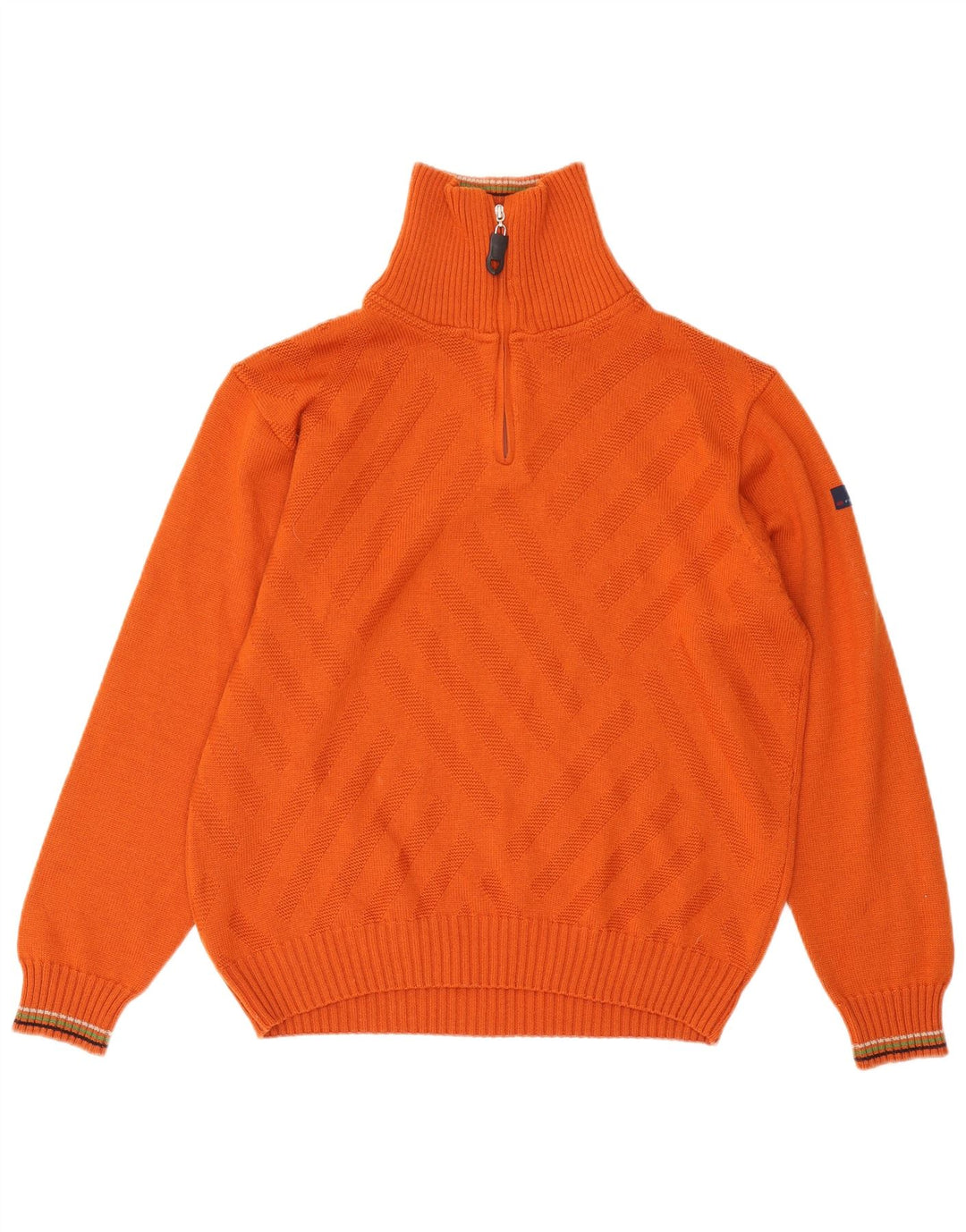 Maglione da uomo con zip e collo Il Granchio, grande, in lana arancione