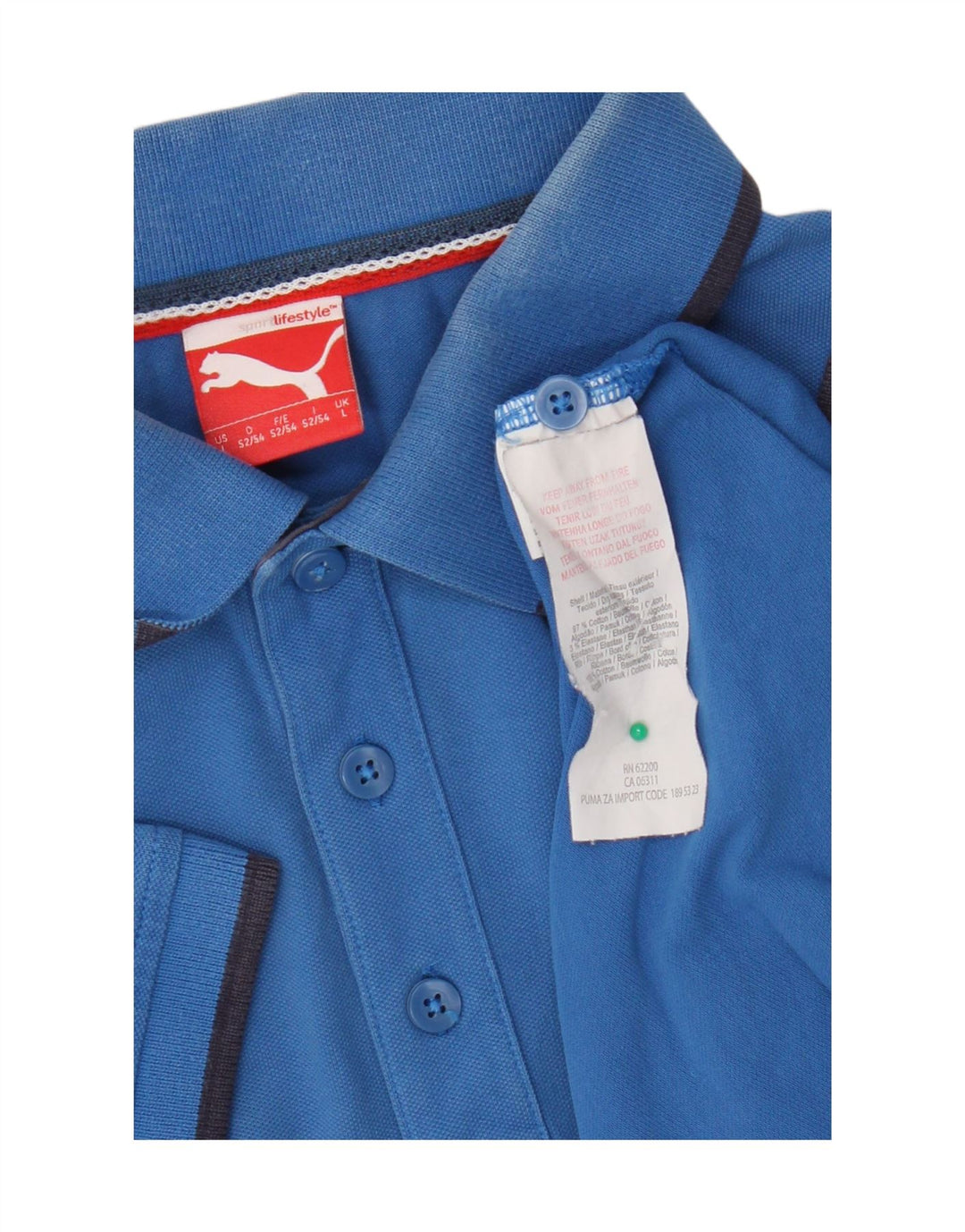 Polo Puma da uomo grande in cotone blu