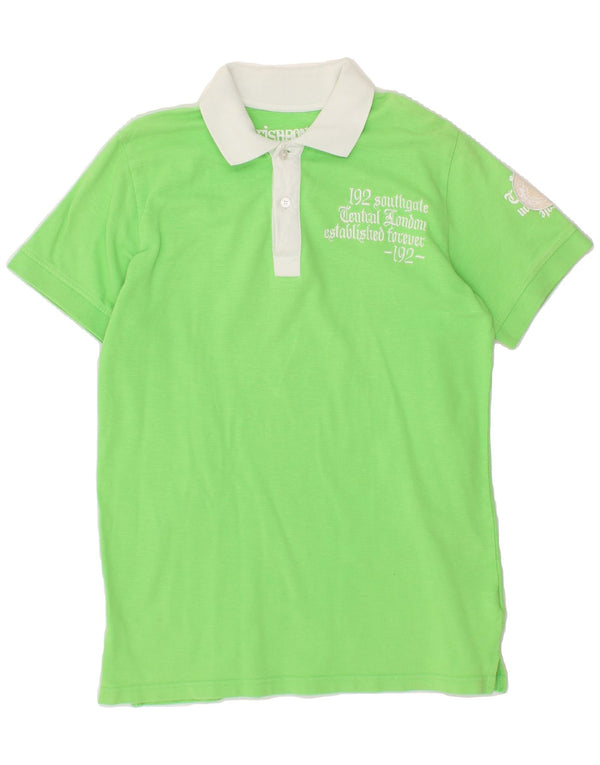 FISHBONE Mens Graphic Polo Shirt Large Green Cotton