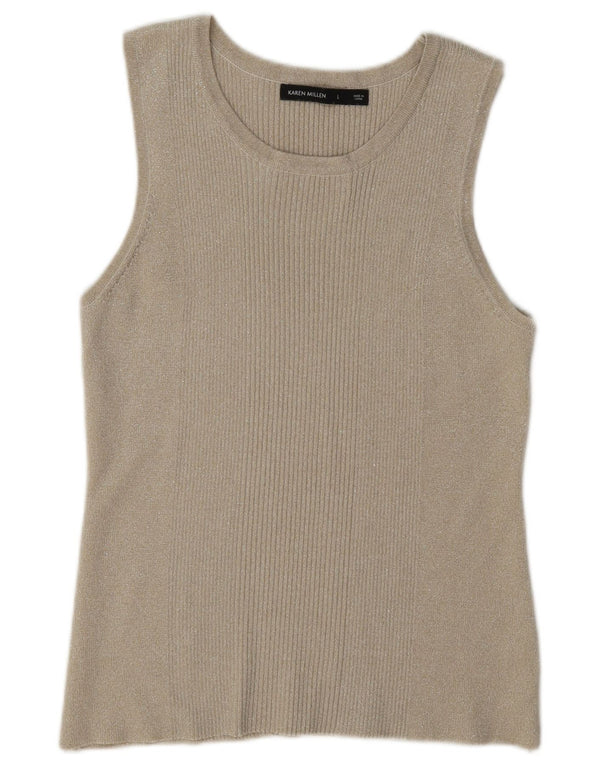 Canotta da donna Karen Millen UK 14 Viscosa chiazzata beige grande