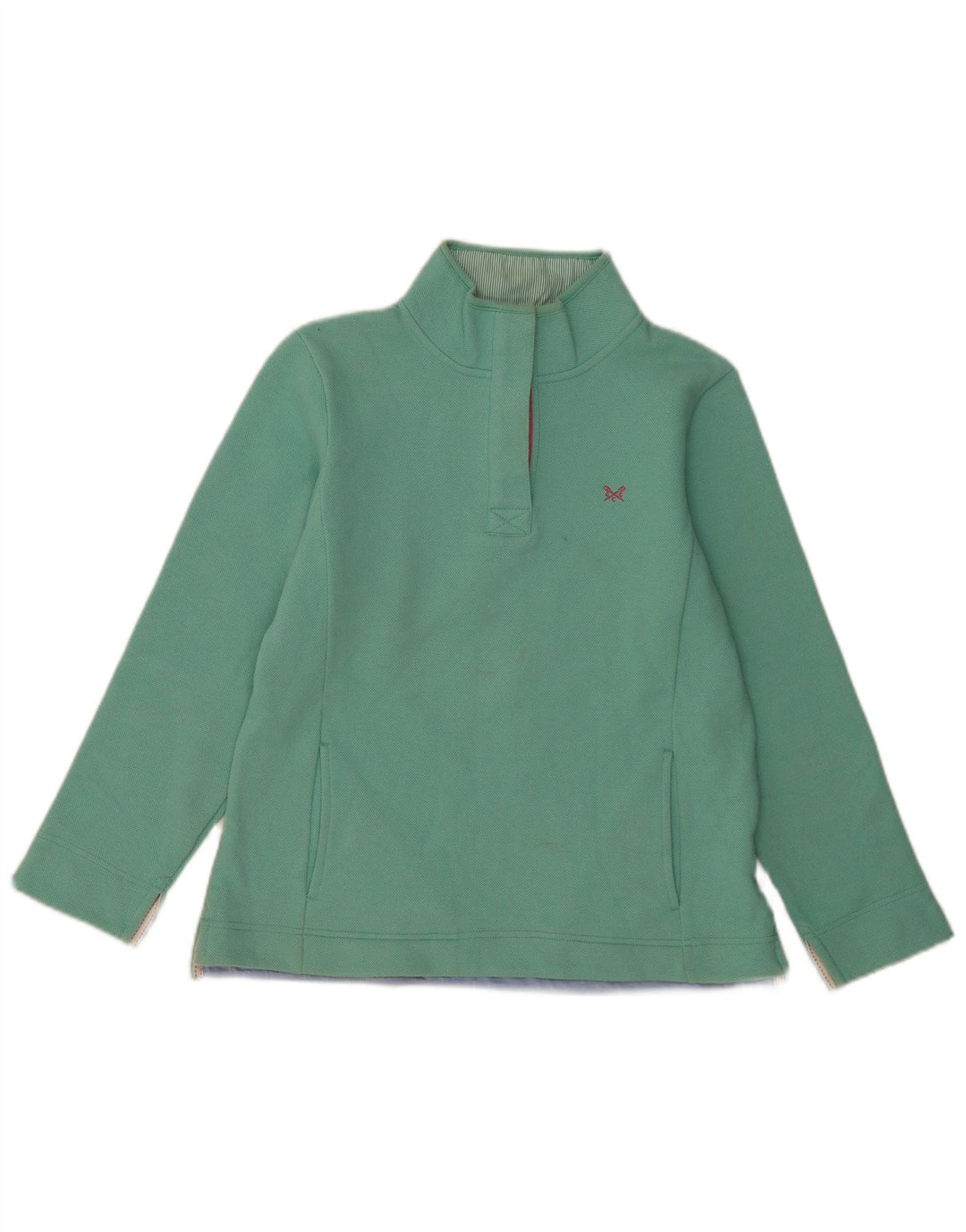 Crew Clothing Felpa da donna con collo abbottonato Maglione UK 12 Verde medio
