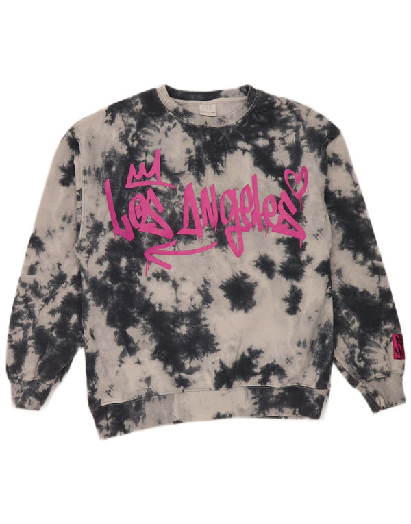 Felpa con grafica Zara per ragazze, 13-14 anni, grigio tie dye